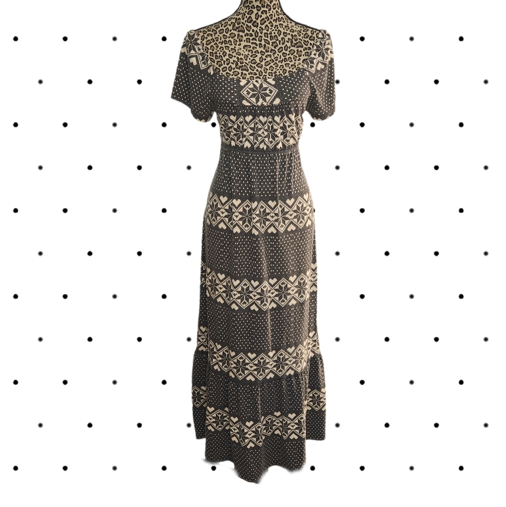Grey white off shoulder maxi dress